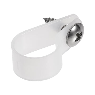 Harfington 16mm Nylon R Type Cable Clip Wire Clamp with Screws White 100pcs