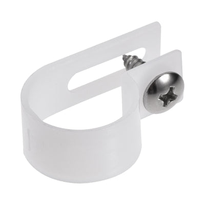 Harfington 19mm Nylon R Type Cable Clip Wire Clamp with Screws White 100pcs