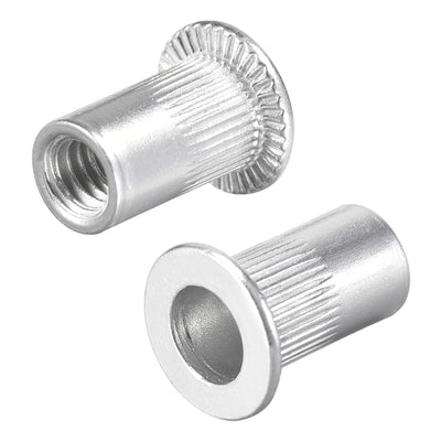Harfington Rivet Nuts Aluminium Alloy Knurled Flat Head Threaded Insert Nut