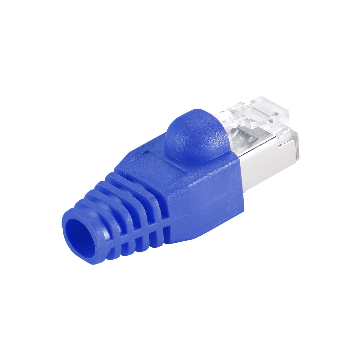 Harfington 50Sets Cat5e RJ45 Shielded Modular Plugs Connector w Blue Strain Relief Boots