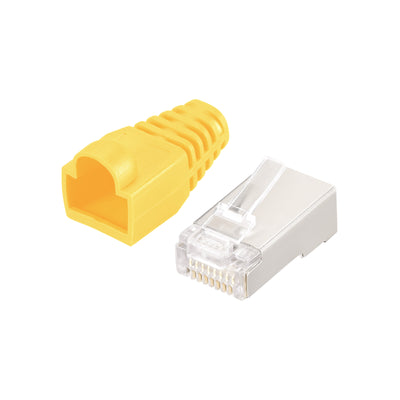 Harfington 50Sets Cat5e RJ45 Shielded Modular Plugs Connector w Yellow Strain Relief Boots