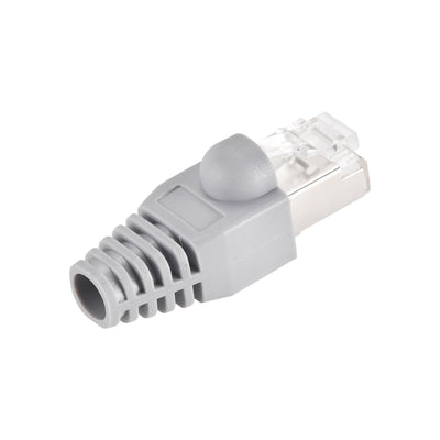 Harfington 50Sets Cat5e RJ45 Shielded Modular Plugs Connector w Gray Strain Relief Boots
