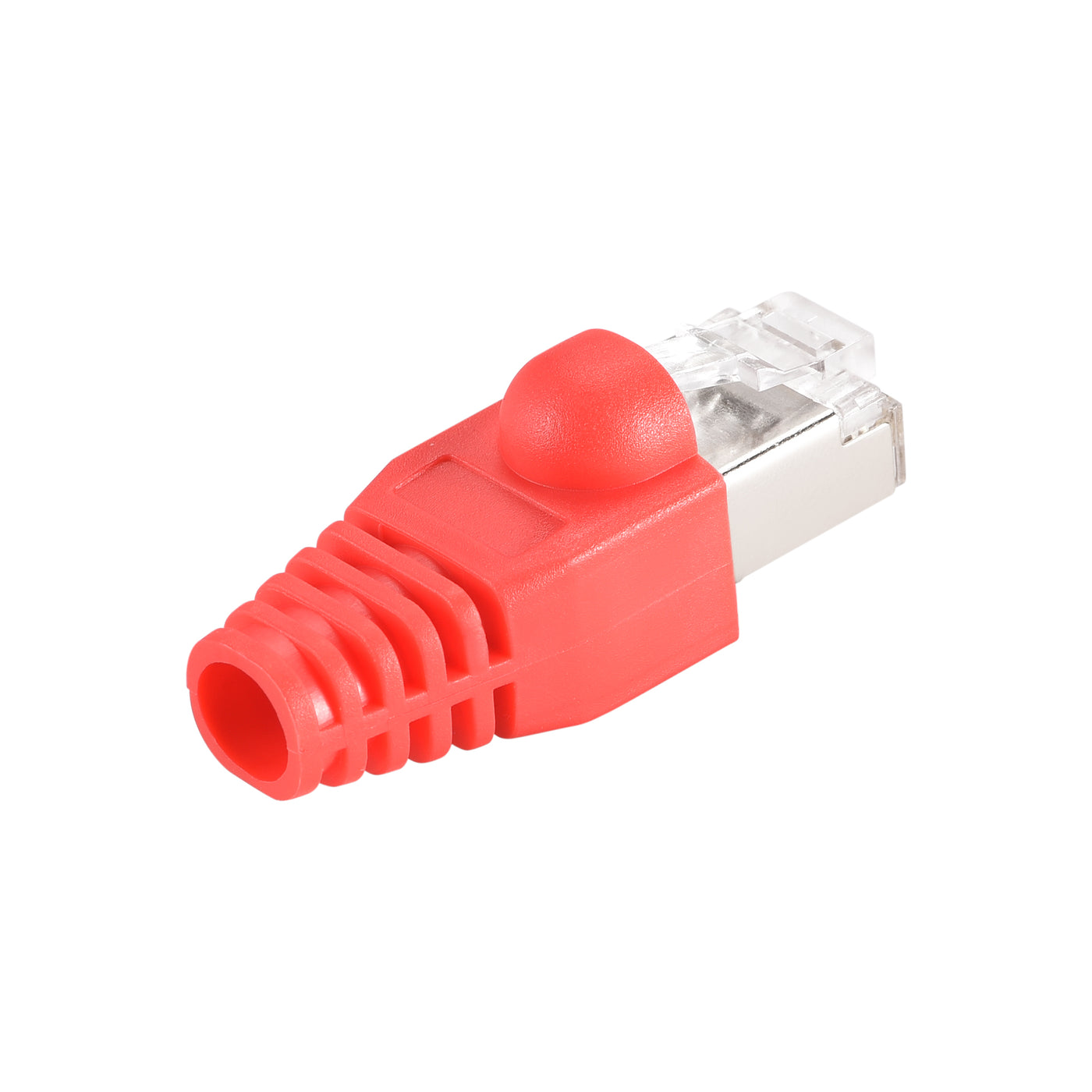 Harfington 50Sets Cat6 RJ45 Shielded Modular Plugs Connector w Red Strain Relief Boots