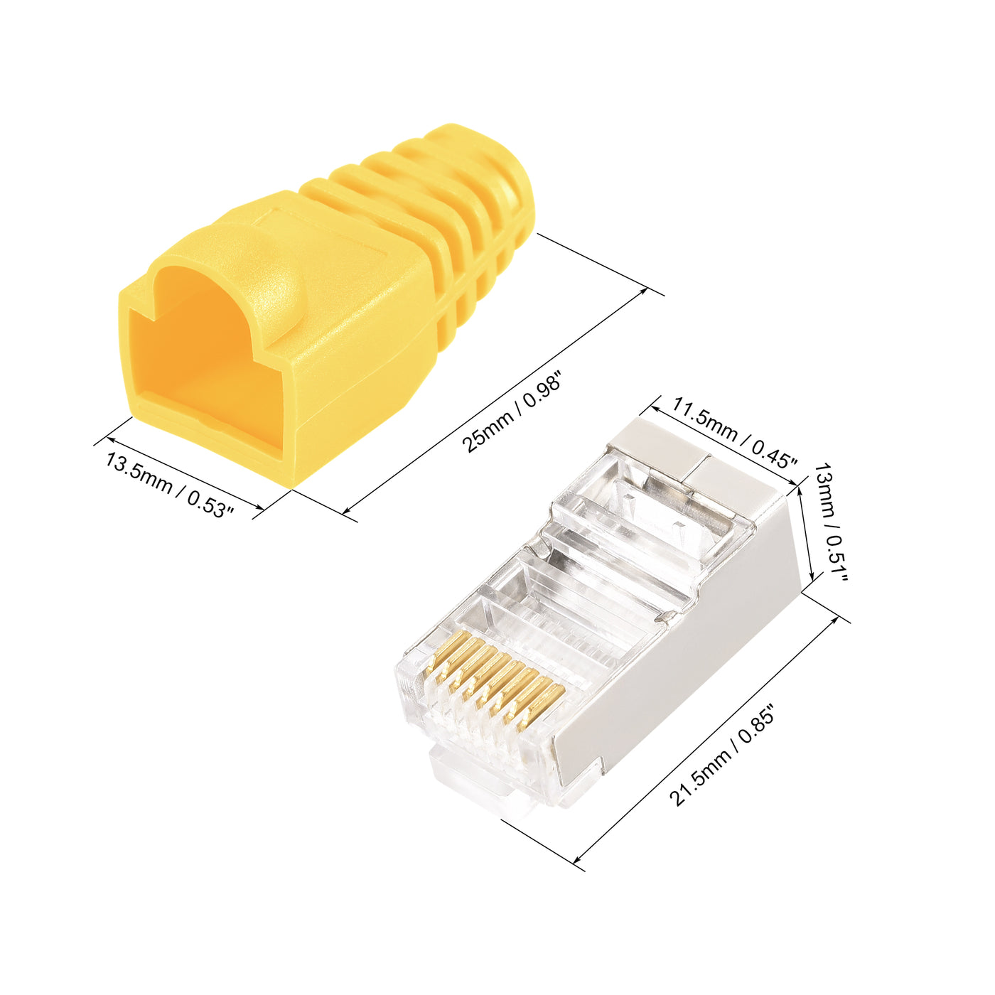 Harfington 50Sets Cat6 RJ45 Shielded Modular Plugs Connector w Yellow Strain Relief Boots