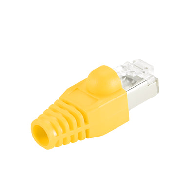 Harfington 50Sets Cat6 RJ45 Shielded Modular Plugs Connector w Yellow Strain Relief Boots