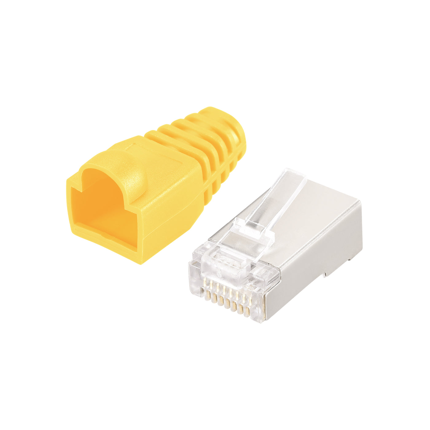 Harfington 50Sets Cat6 RJ45 Shielded Modular Plugs Connector w Yellow Strain Relief Boots