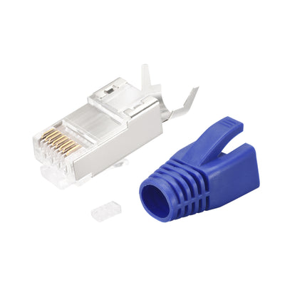 Harfington 10Sets Cat7 RJ45 Modular Plug Ethernet Connector w Blue Strain Relief Boots