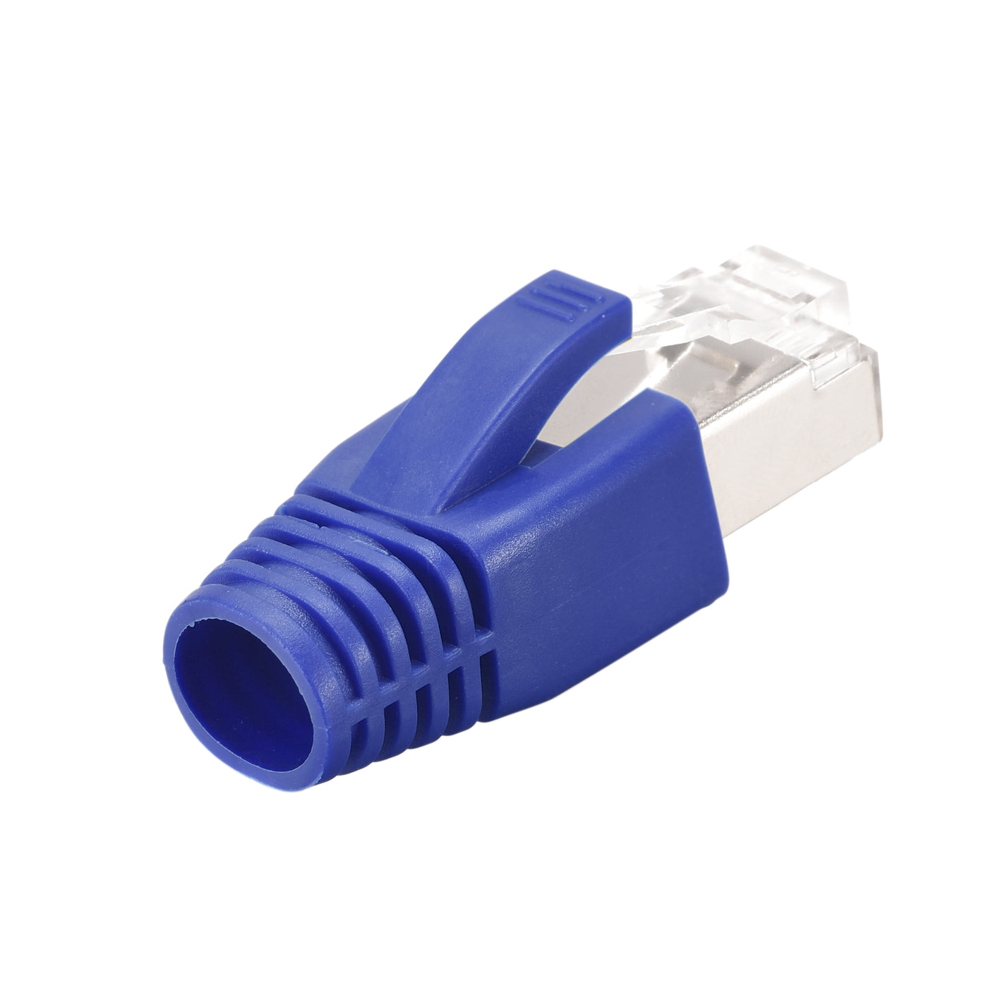 Harfington 10Sets Cat7 RJ45 Modular Plug Ethernet Connector w Blue Strain Relief Boots