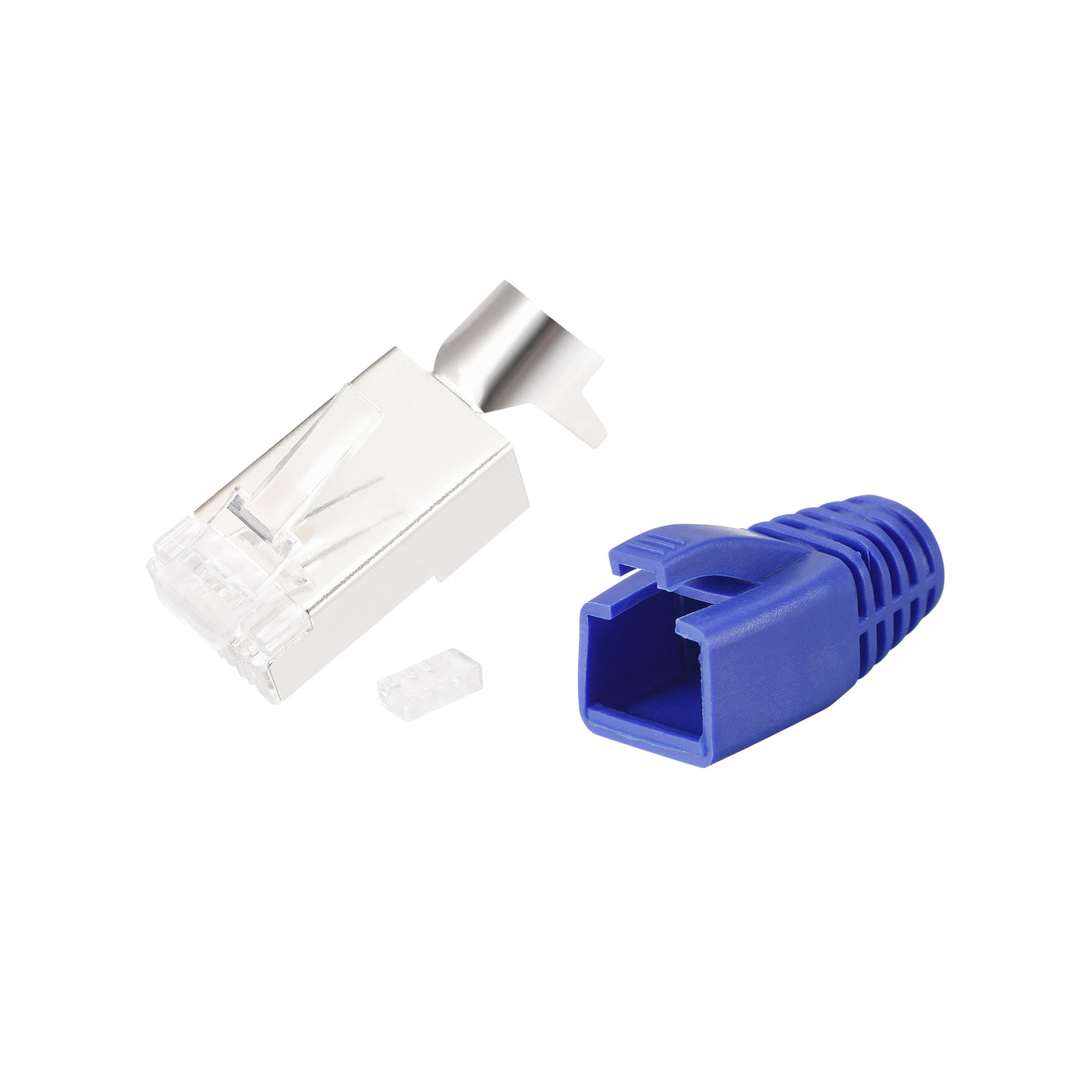 Harfington 10Sets Cat7 RJ45 Modular Plug Ethernet Connector w Blue Strain Relief Boots