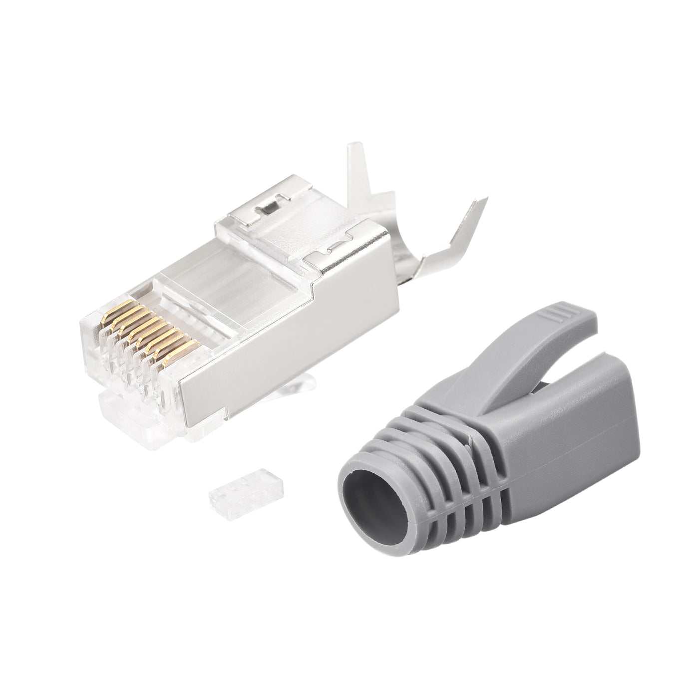 Harfington 10Sets Cat7 RJ45 Modular Plug Ethernet Connector w Gray Strain Relief Boots