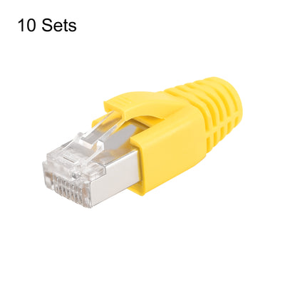 Harfington 10Sets Cat7 RJ45 Modular Plug Ethernet Connector w Yellow Strain Relief Boots