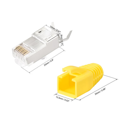 Harfington 10Sets Cat7 RJ45 Modular Plug Ethernet Connector w Yellow Strain Relief Boots