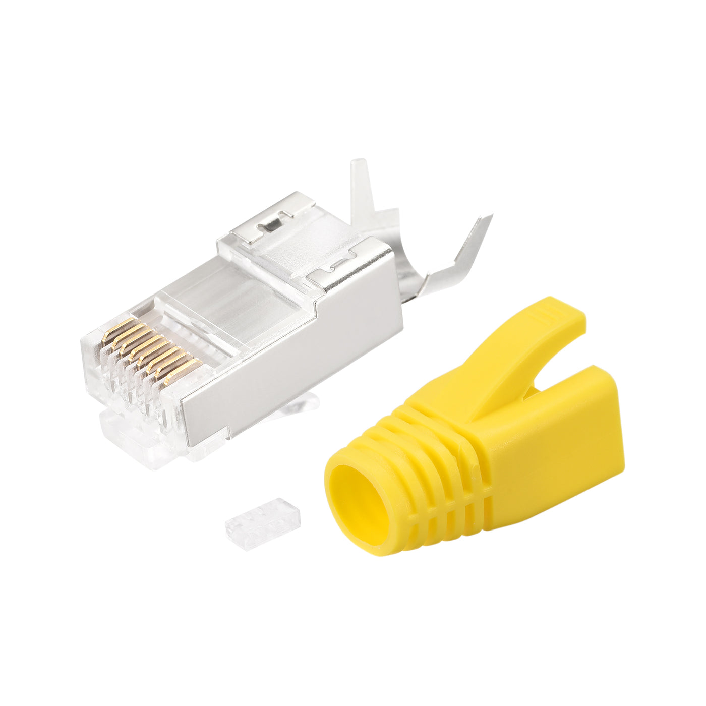Harfington 10Sets Cat7 RJ45 Modular Plug Ethernet Connector w Yellow Strain Relief Boots