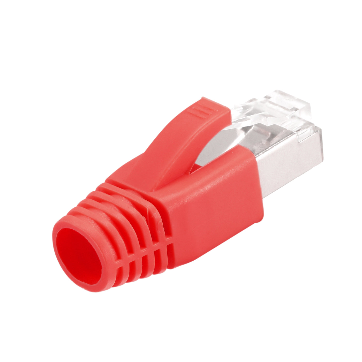 Harfington 10Sets Cat7 RJ45 Modular Plug Ethernet Connector w Red Strain Relief Boots