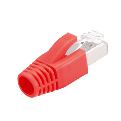 Harfington 10Sets Cat7 RJ45 Modular Plug Ethernet Connector w Red Strain Relief Boots