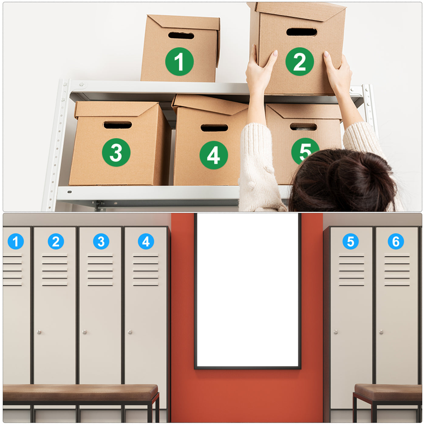 Harfington Round Number Stickers Self-Adhesive PVC Labels Waterproof