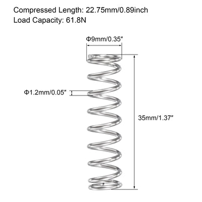 Harfington Uxcell Compression Spring,304 Stainless Steel,OD,Wire Size,Compressed Length,Free Length