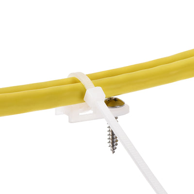 Harfington 19mm x 9mm x 4.6mm Nylon Cable Fasten Clip with Screws and Ties White 50 Set