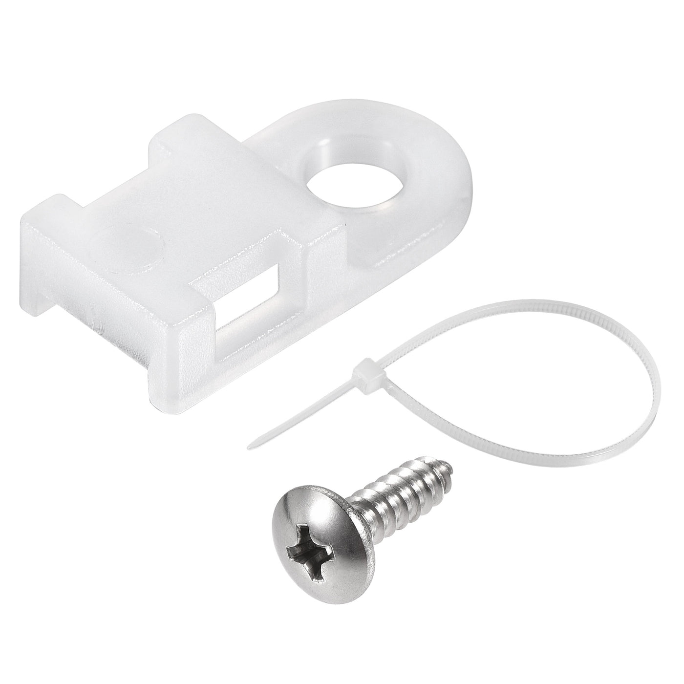 Harfington 19mm x 9mm x 4.6mm Nylon Cable Fasten Clip with Screws and Ties White 50 Set