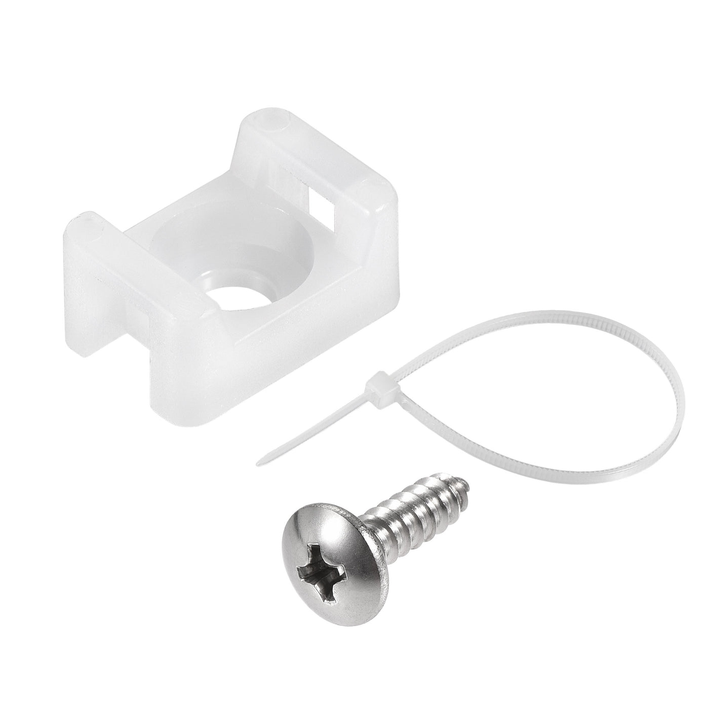Harfington 14.6mm x 10mm x 6.85mm Nylon Cable Fasten Clip with Screws and Ties White 50 Set
