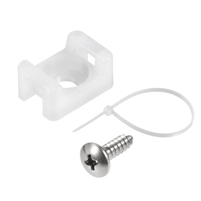 Harfington 14.6mm x 10mm x 6.85mm Nylon Cable Fasten Clip with Screws and Ties White 50 Set