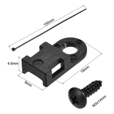 Harfington 19mm x 9mm x 4.6mm Nylon Cable Fasten Clip with Screws and Ties Black 50 Set