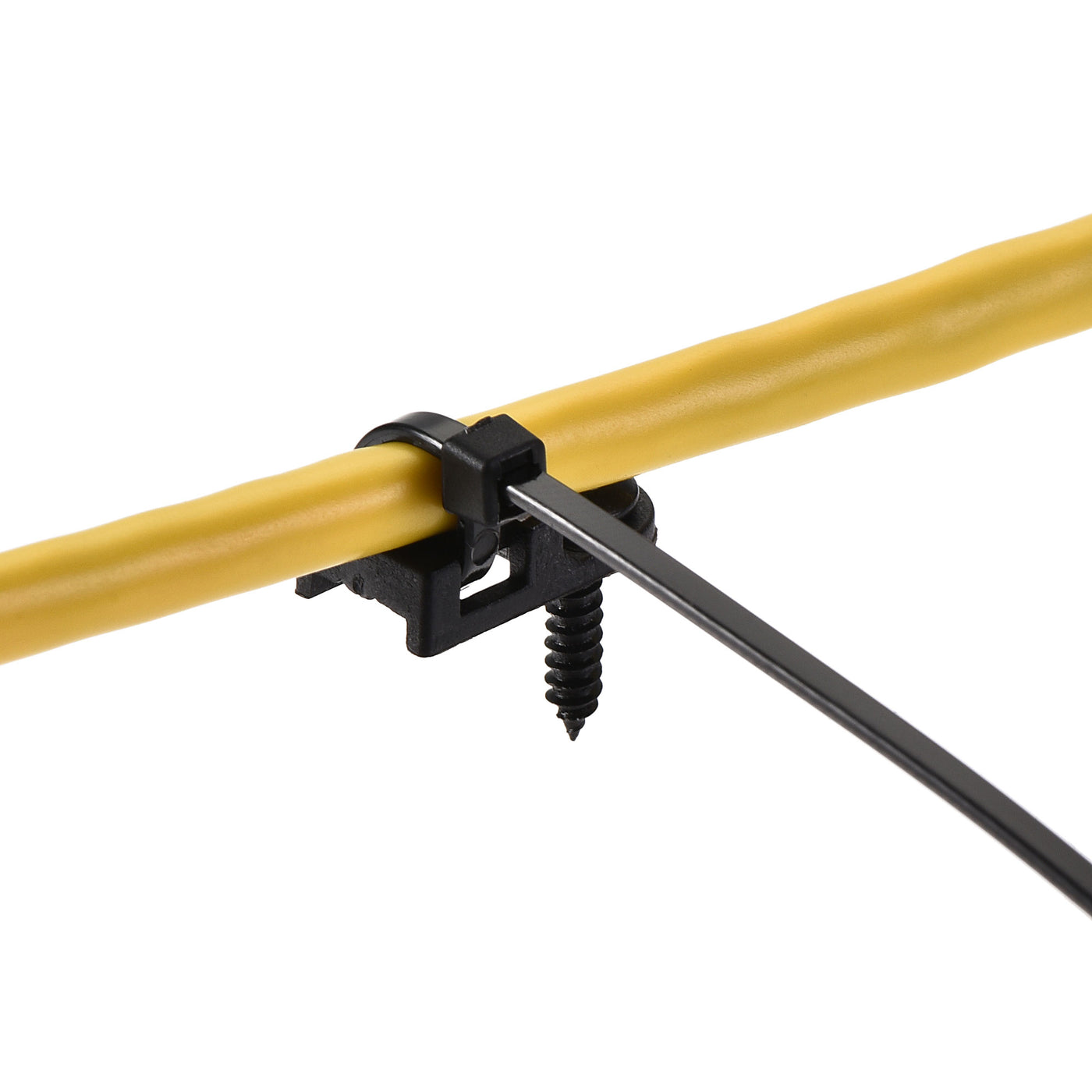 Harfington 19mm x 9mm x 4.6mm Nylon Cable Fasten Clip with Screws and Ties Black 50 Set