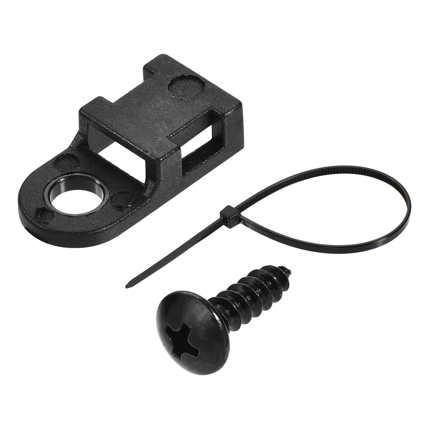 Harfington 19mm x 9mm x 4.6mm Nylon Cable Fasten Clip with Screws and Ties Black 50 Set