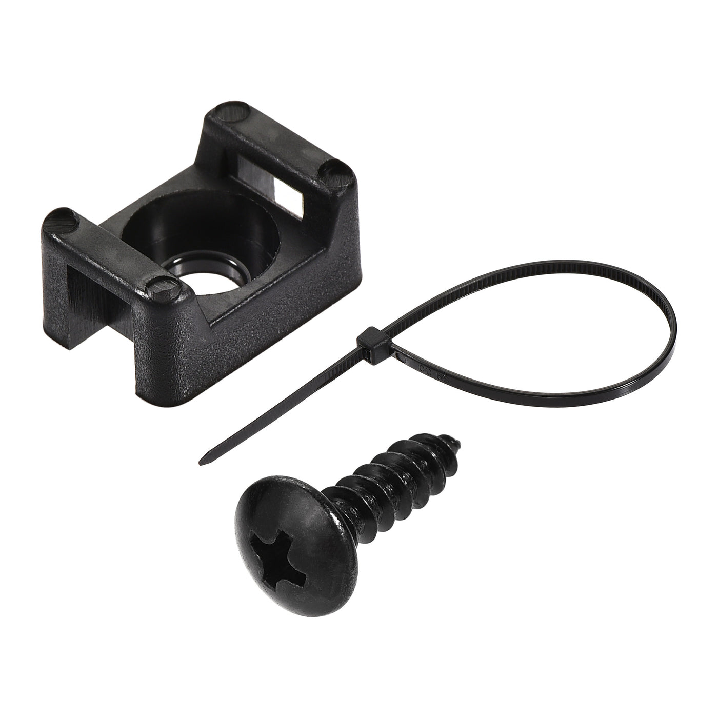 Harfington 14.6mm x 10mm x 6.85mm Nylon Cable Fasten Clip with Screws and Ties Black 50 Set
