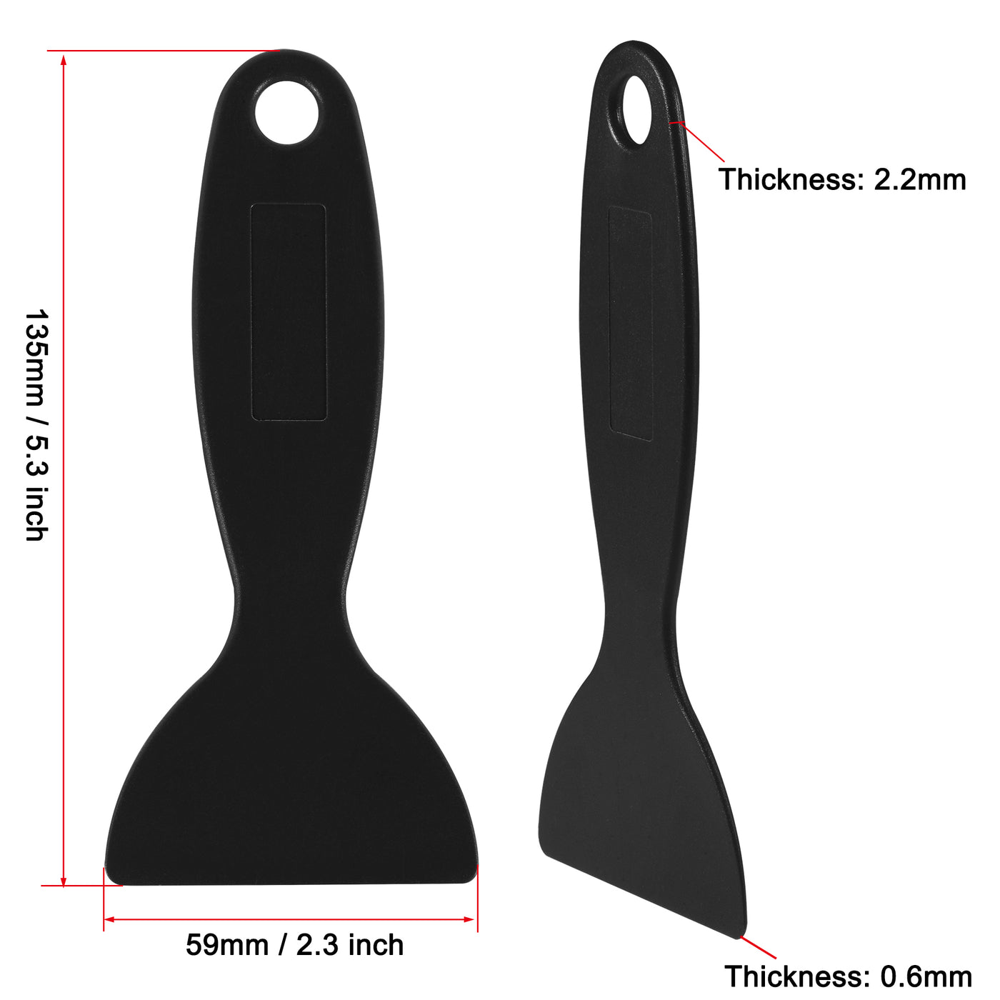 Harfington Putty Scraper 2.3" ABS Plastic Spatula Drywall Patch Repair Spreader Wall Covering Smoother Black 3Pcs