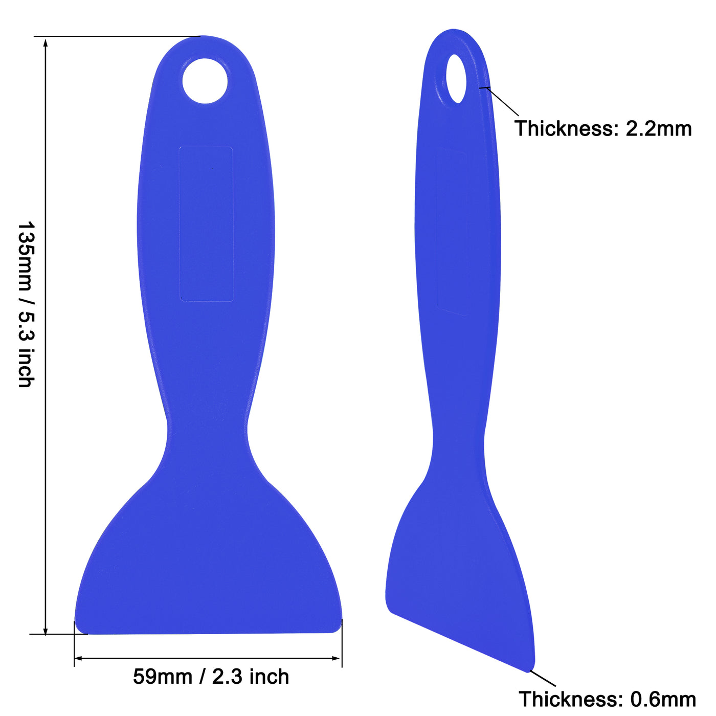 Harfington Putty Scraper 2.3" ABS Plastic Spatula Drywall Patch Repair Spreader Wall Covering Smoother Blue 3Pcs