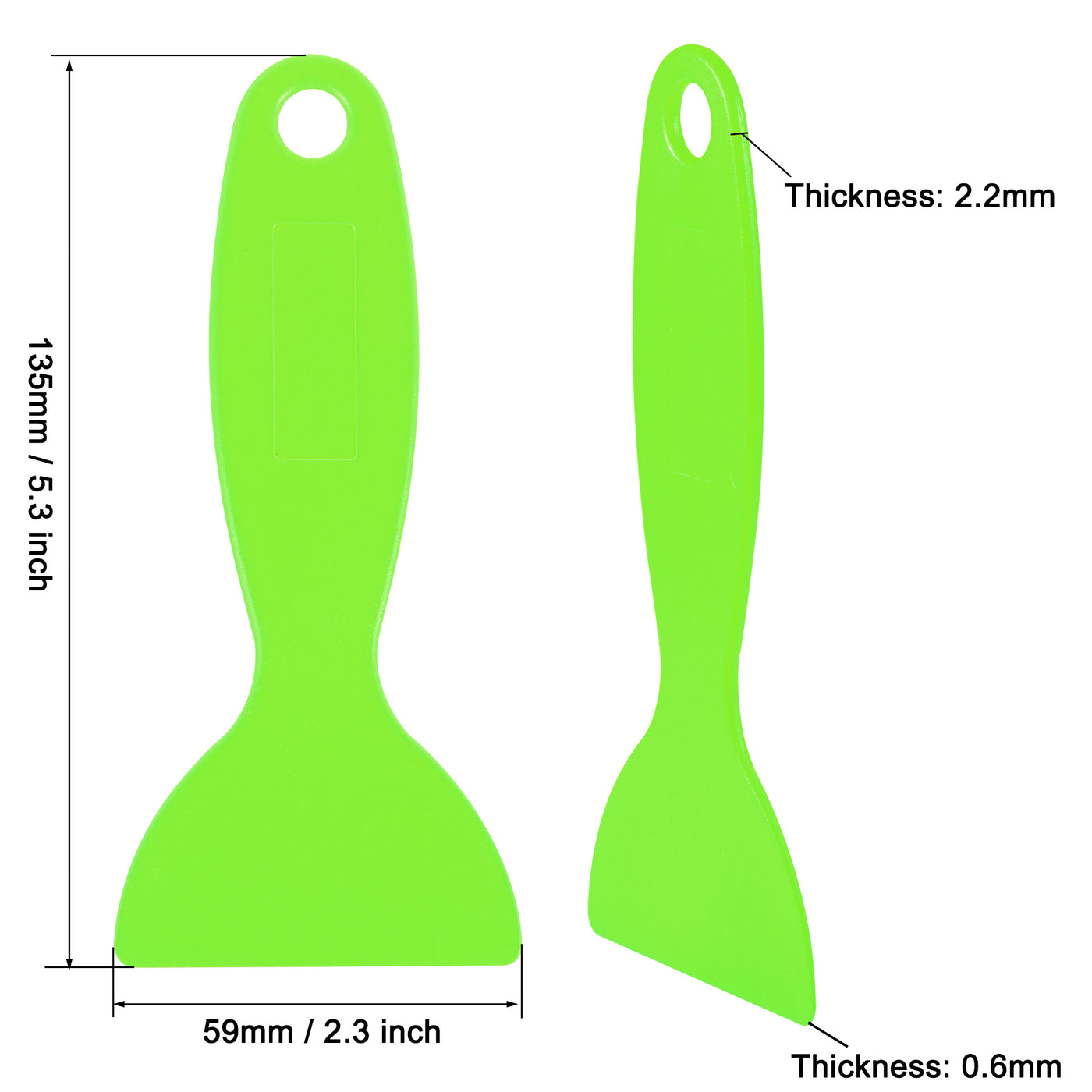 Harfington Putty Scraper 2.3" ABS Plastic Spatula Drywall Patch Repair Spreader Wall Covering Smoother Green 6Pcs