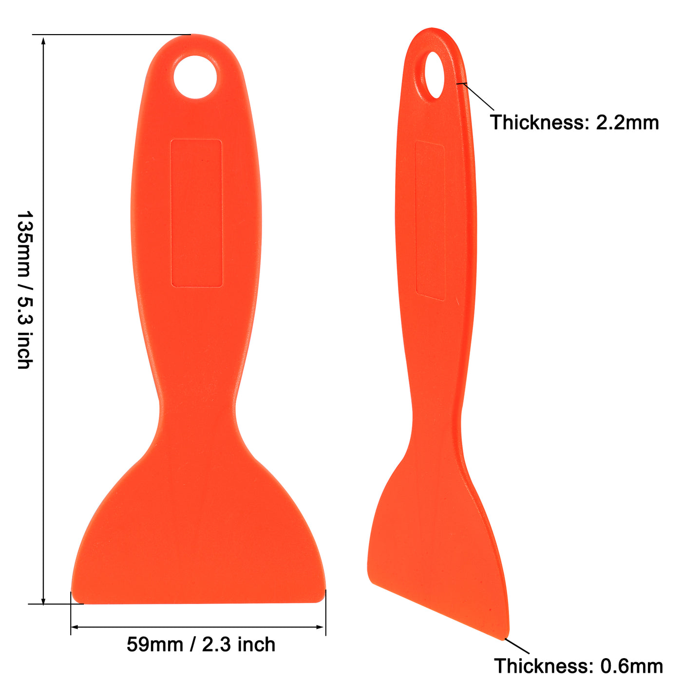 Harfington Putty Scraper 2.3" ABS Plastic Spatula Drywall Patch Repair Spreader Wall Covering Smoother Orange 6Pcs