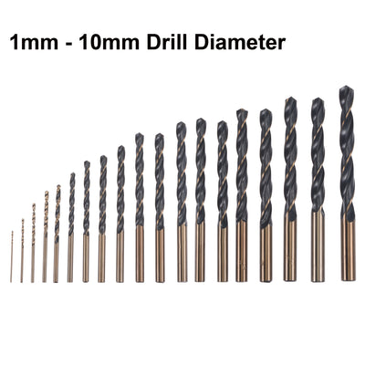 Harfington High Speed Steel Cobalt Jobber Twist Drill Bit Set with Box 1 - 10mm 19Pcs