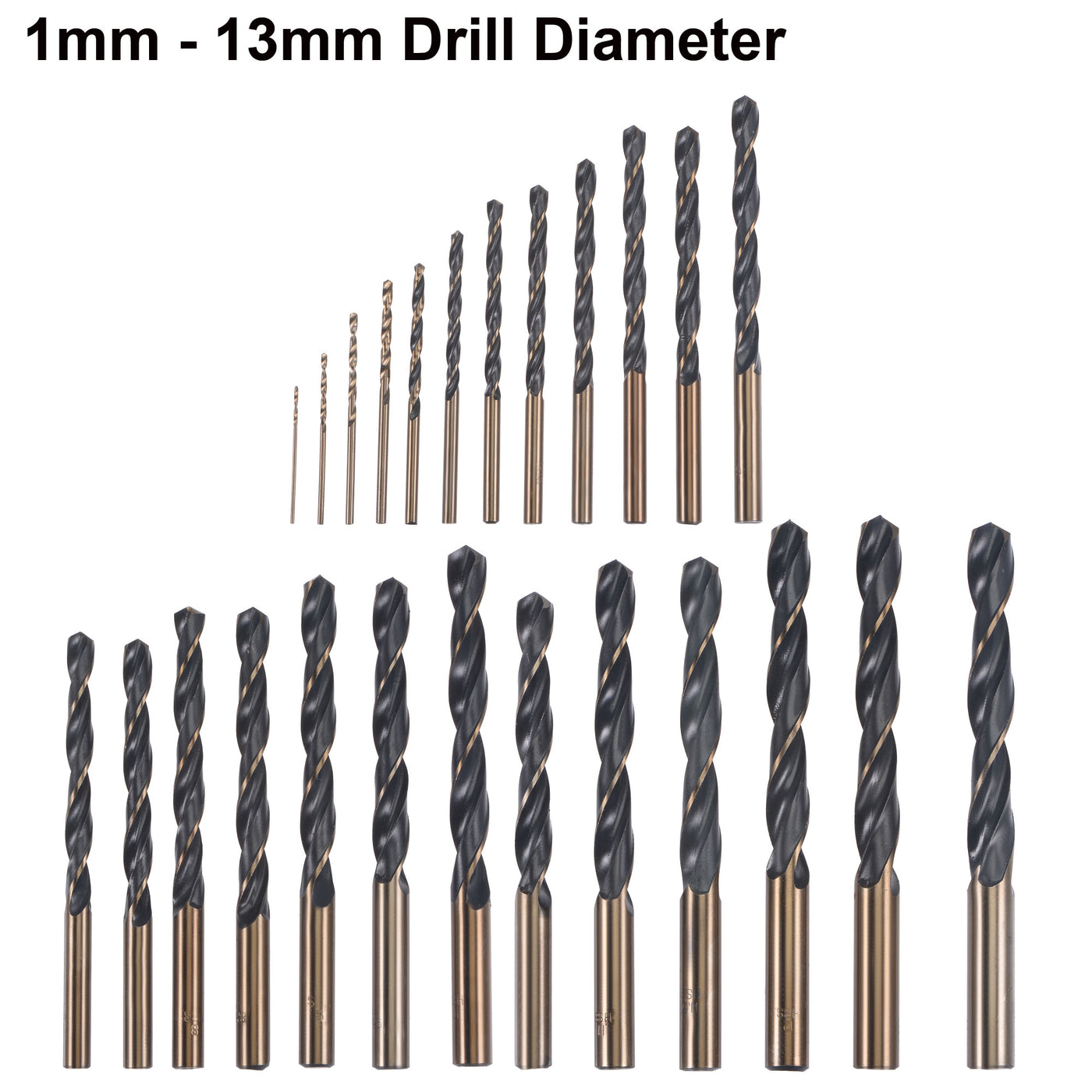 Harfington High Speed Steel M35 Jobber Twist Drill Bit Set 1mm - 13mm 25 Pcs