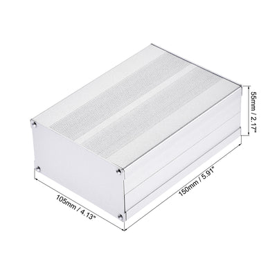 Harfington 150mm x 105mm x 55mm Aluminum Electrical Project Case for Audio Amplifier Silver