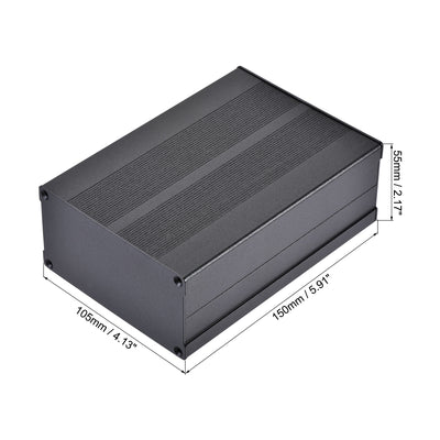 Harfington 150mm x 105mm x 55mm Aluminum Electrical Project Case for Audio Amplifier Black