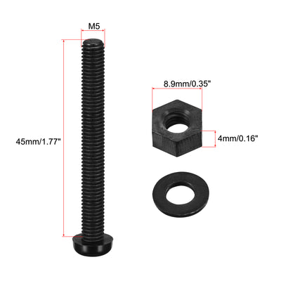 Harfington Nylon Screw Nut Washer Assortment Kit Black