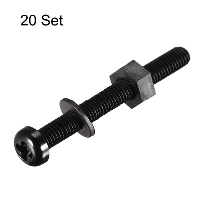 Harfington Nylon Screw Nut Washer Assortment Kit Black