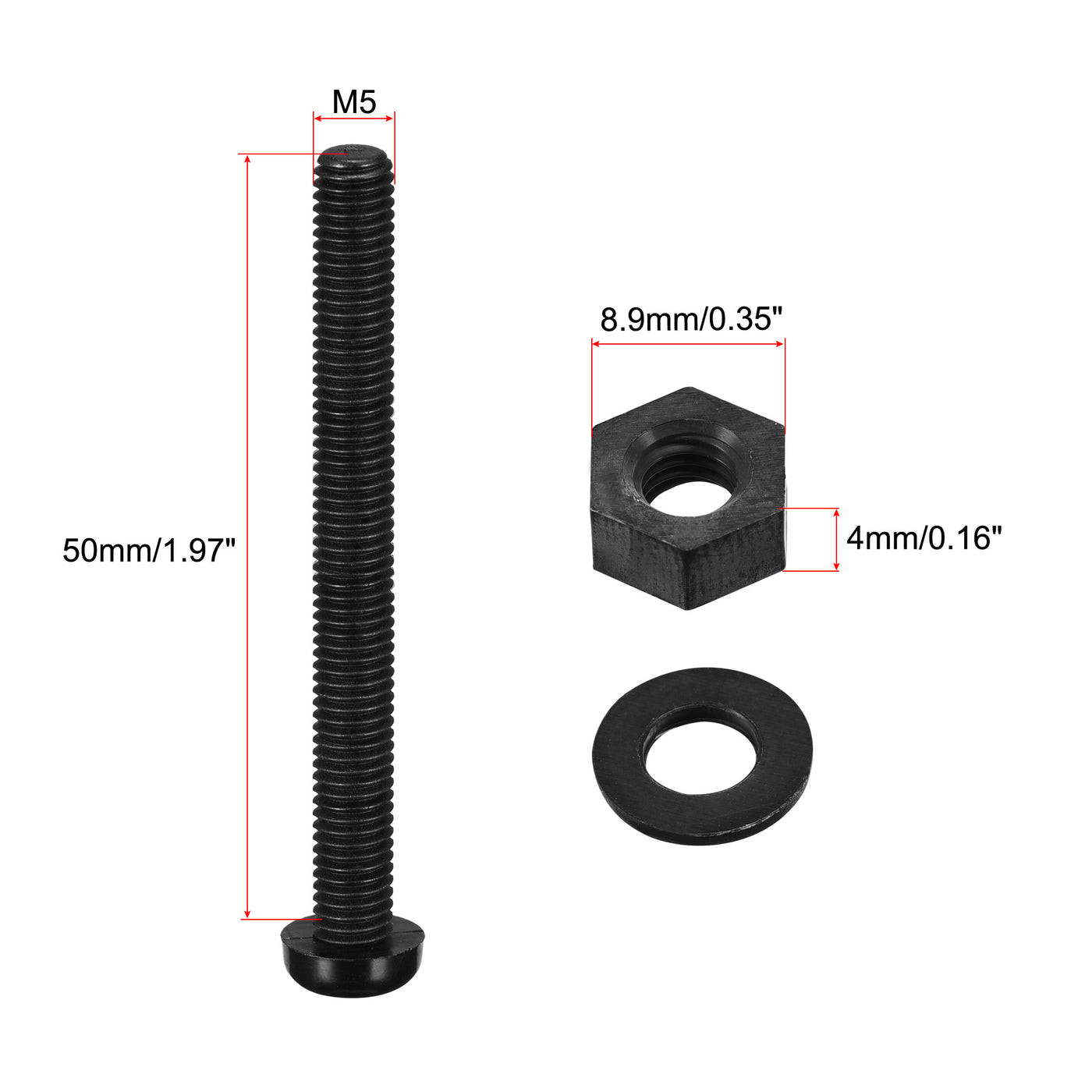 Harfington Nylon Screw Nut Washer Assortment Kit Black