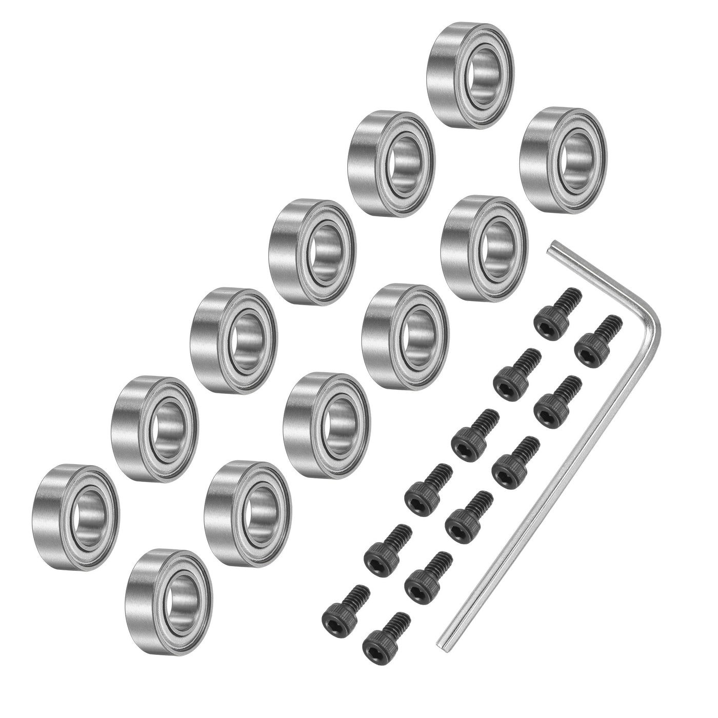 Harfington 12Pcs Bearing Accessory Kit 3/16" I.D. 3/8" OD 1/8" Thick Top Mounted Bearings for Router Bit (#5-40 x 1/4" Screws)