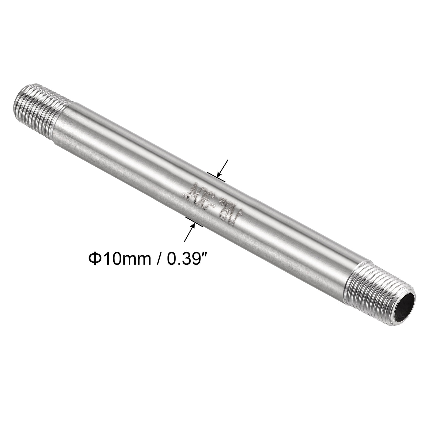 Harfington 304 Stainless Steel Pipe Fitting Male Thread Length Coupler for Extending Pipes, Pack of 2