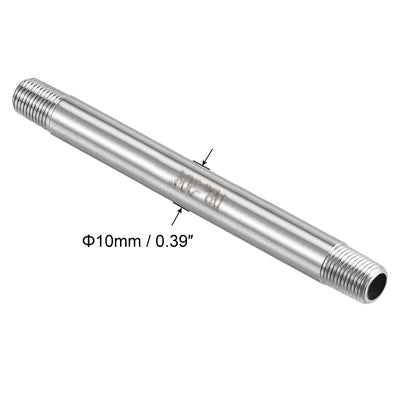 Harfington 304 Stainless Steel Pipe Fitting Male Thread Length Coupler for Extending Pipes, Pack of 2