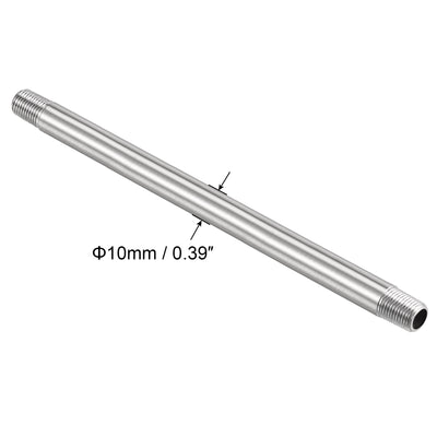 Harfington 304 Stainless Steel Pipe Fitting Male Thread Length Coupler for Extending Pipes, Pack of 2