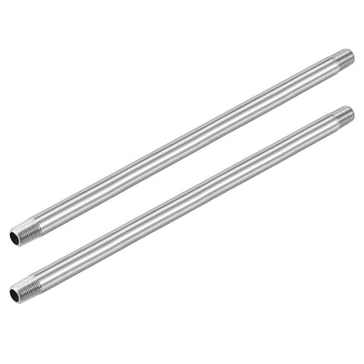 Harfington 304 Stainless Steel Pipe Fitting Male Thread Length Coupler for Extending Pipes, Pack of 2