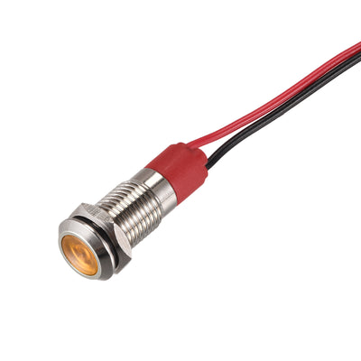 Harfington Signal Indicator Light AC/DC 12V Flush Panel Mount LED Metal Shell with 1M Cable 2Pcs