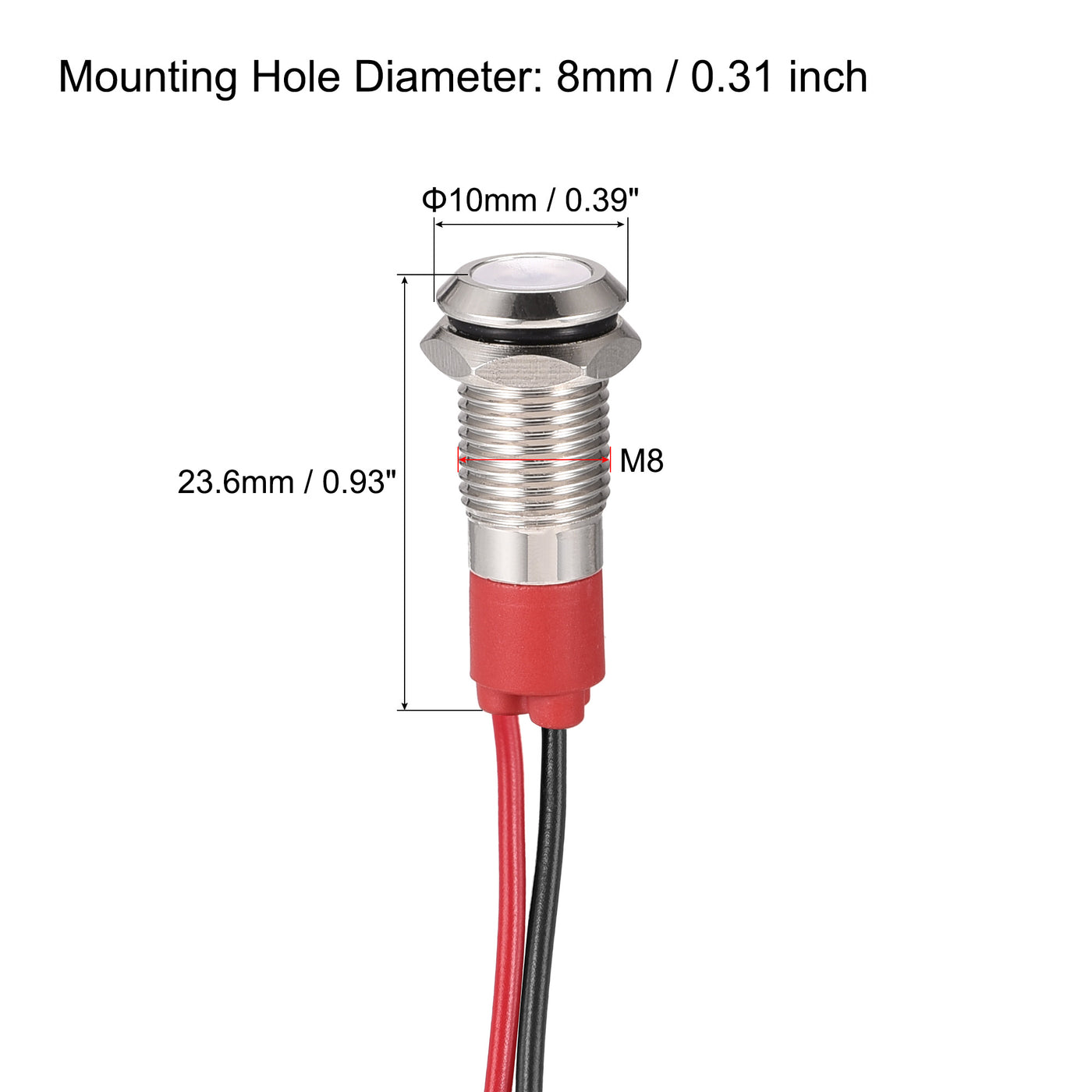 Harfington Signal Indicator Light AC/DC 12V Flush Panel Mount LED Metal Shell with 1M Cable 2Pcs