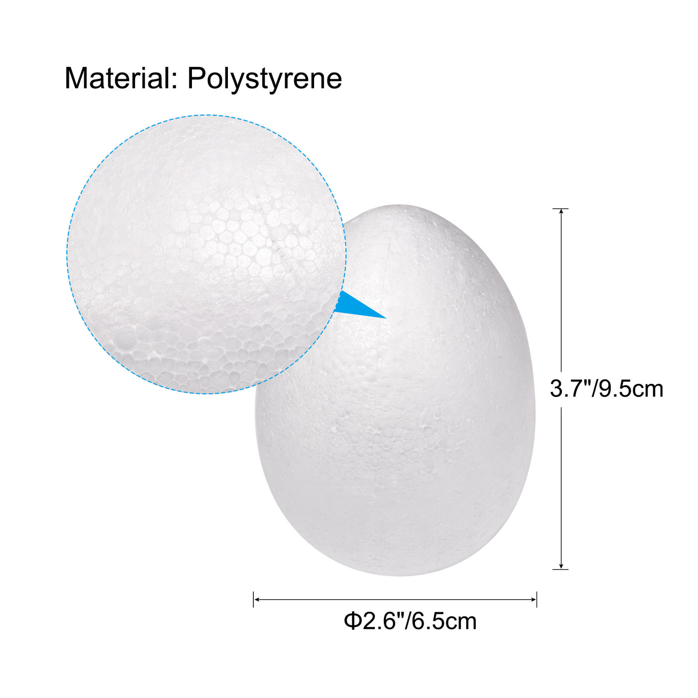 Harfington 18Pcs White Egg Foam Ball 2.6" x 3.7" for Eggs Decoration and Crafts