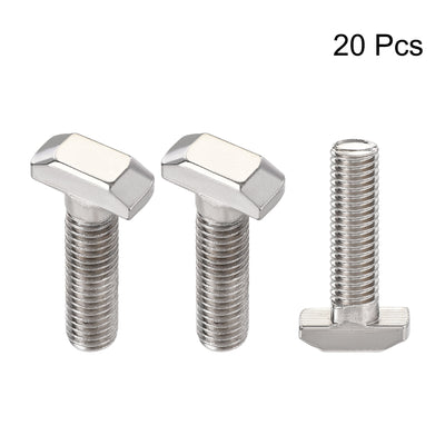 Harfington M8x30mm T-Slot Drop-in Stud Sliding Bolt Screw Carbon Steel for 40 Series Aluminum Profile 20pcs