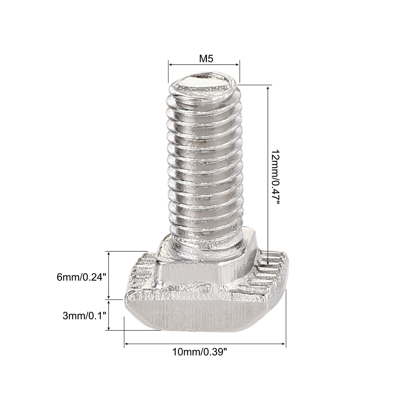 Harfington M5x12mm T-Slot Drop-in Stud Sliding Bolt Screw Carbon Steel for 20 Series Aluminum Profile 5pcs